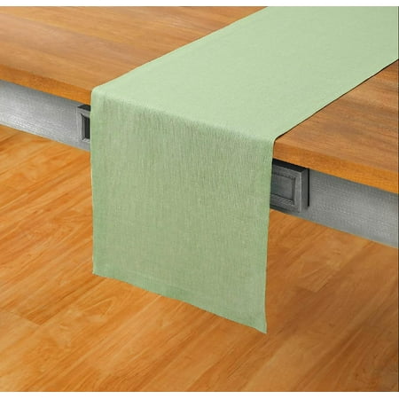

Pure Linen Table Runner – Chambray Green 14 x 72 Inch – 100% Linen Fabric Table Runner Athena – Thanksgiving Christmas Machine Washable Table Runner – Handcrafted from European Flax