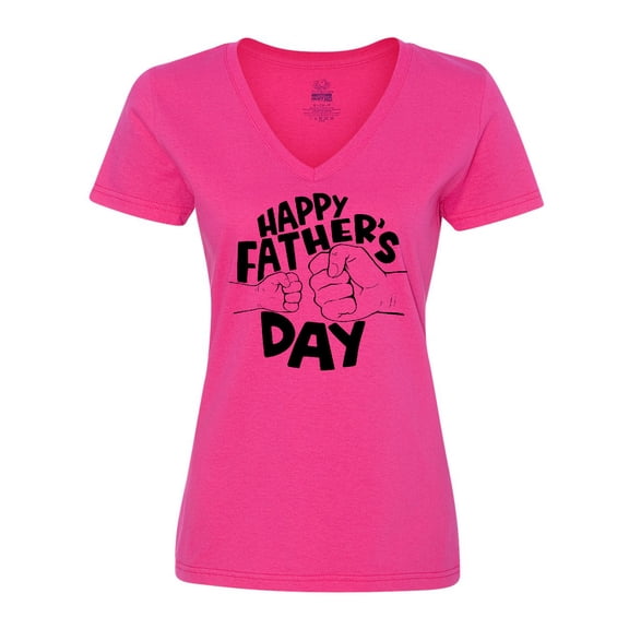 Inktastic Happy Father's Day Parent-Child Fist Bump Women's V-Neck T-Shirt