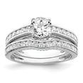 thumbnail image 6 of Sterling Silver Rhodium-plated 2-Piece CZ Size 7 Wedding Set Ring QR1328, 6 of 7