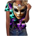 thumbnail image 2 of Jsaierl Womens Mardi Gras Tshirts Cute Carnival Themed Mask Graphic Tees Loose Fit Short Sleeve T Shirts Blouses Dressy Casual Crewneck Party Tops, 2 of 4