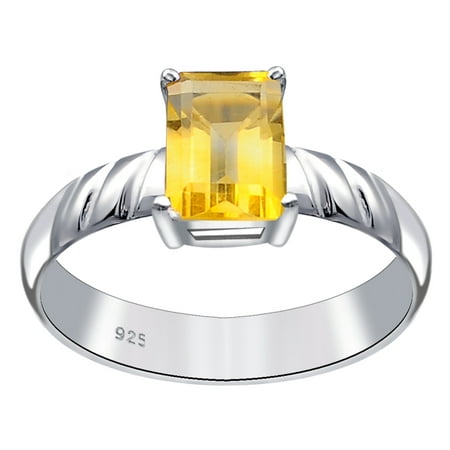 1 Ctw Natural Octagon Cut Yellow Citrine Ring, November Birthstone Prong 925 Sterling Silver Ring, Best Gift For