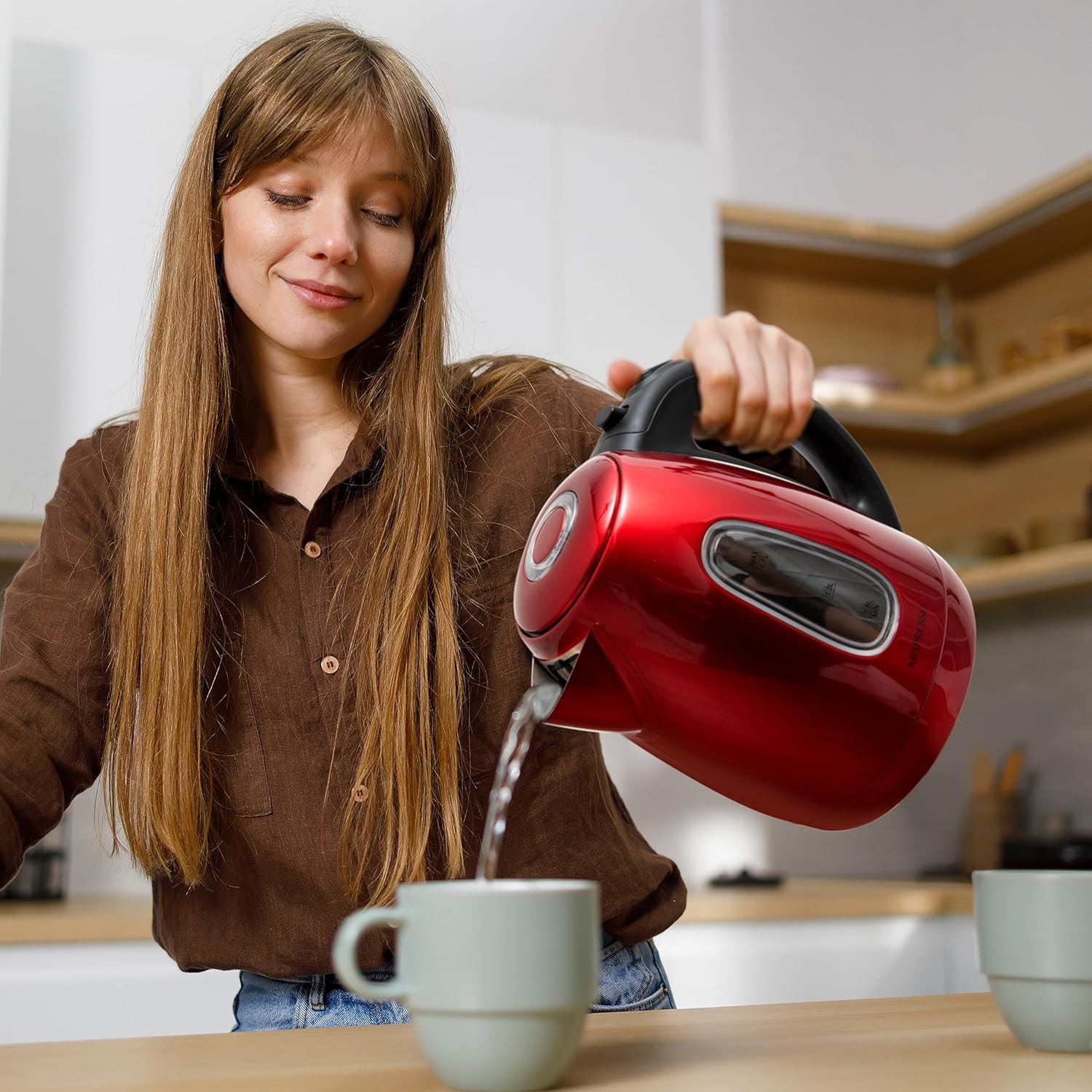 Mixpresso Stainless Steel Electric Kettle, Red, 1.7L photo 5