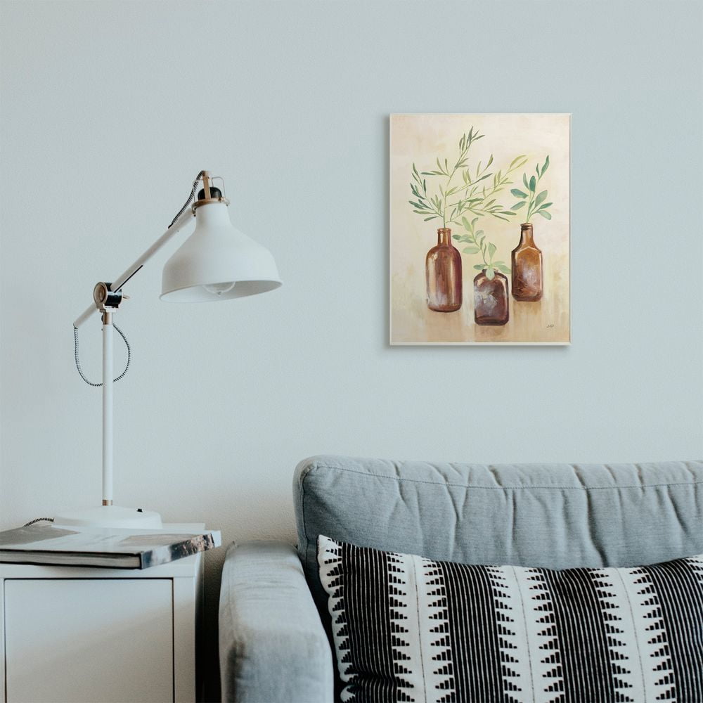 Stupell Industries Abstract House Plants in Glass Green Brown Painting Unframed Art Print Wall Art, 13x19, by Julia Purinton