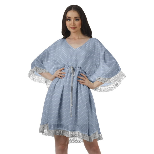 Moomaya Robe de Plage Imprimée Vêtements de Vacances Femmes Robes en Georgette pour Femmes