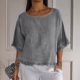 thumbnail image 2 of Summer Sales Womens Summer Tops Cute Lightweight Cotton‑Linen 3/4 Sleeve Summer Casual Blouse Oversized Tshirts for Women Under 12$, 2 of 7
