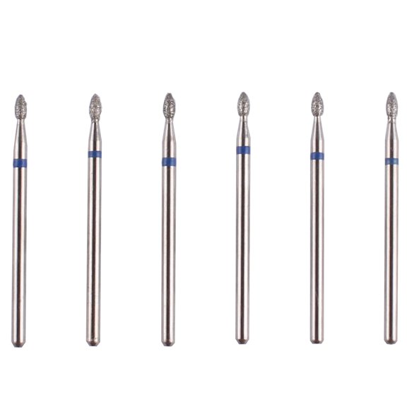 Juego de 6 Puntas de Diamante en Forma de Llama Pequeña para Taladro de Uñas MZCMSL