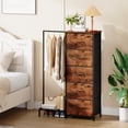 thumbnail image 4 of Eunos Black Nightstand with 5 Fabric Drawers and Hanging Rack for Bedroom Living Room, 4 of 8