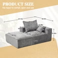 thumbnail image 2 of Sectional Double Lounge Chaise with Chenille Sofa Bed, Fluffy Modern Sleeper Loveseat Chair for Indoor Living Room Bedroom Reading, No Assembly Required (Gray), 2 of 9