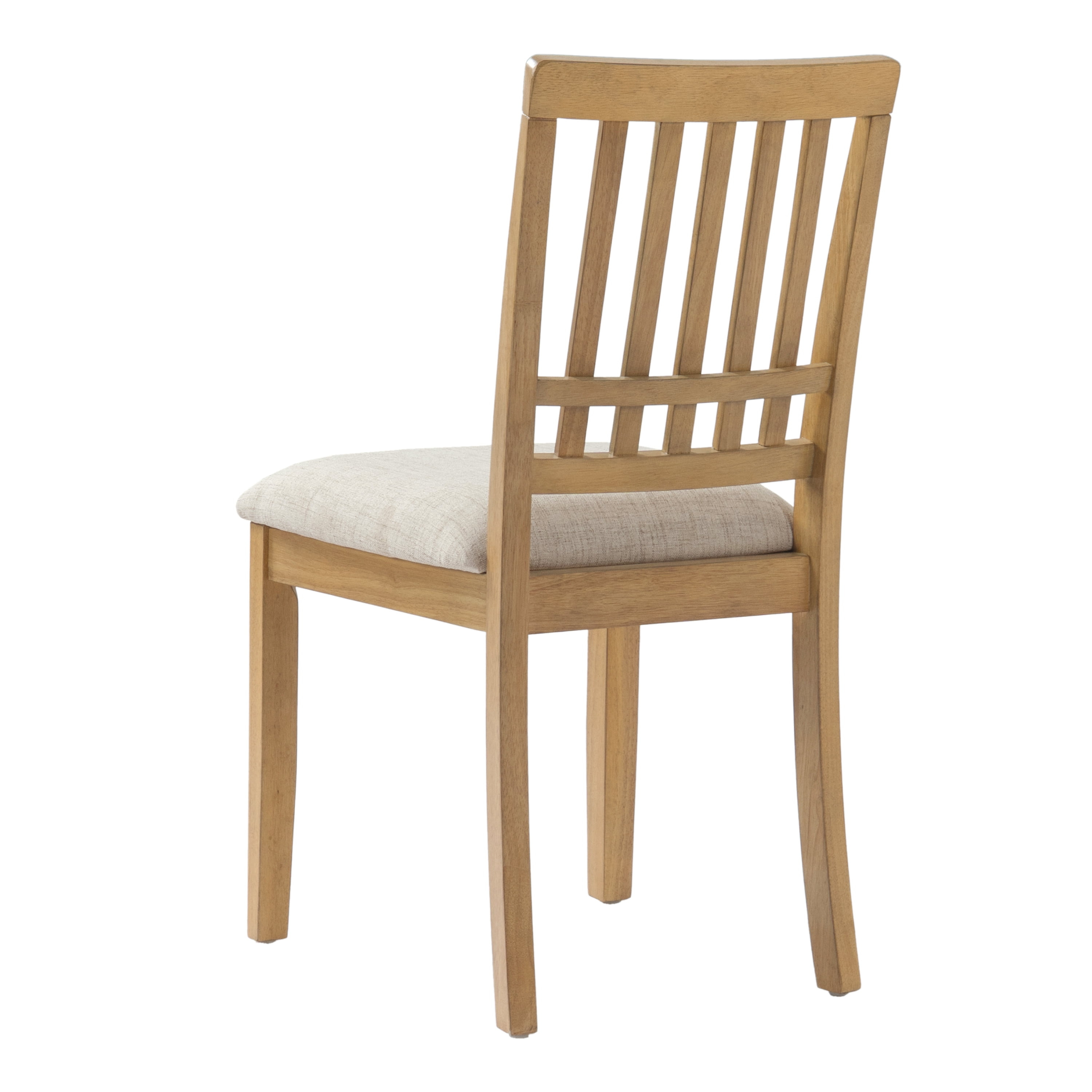 Dining Chair Set of 2, Curved Wood Backrest with Gray Fabric Seat for Dining Room Apartment, Natural