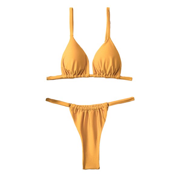 Women's 2 Piece Swimsuits Triangle Bikini Set Bathing Suits - yellow