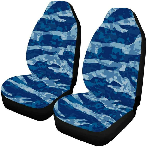 Zhanzzk Set Of 2 Car Seat Covers Tiger Stripe Camouflage Universal Auto Front Seats Protector Fits For Suv Sedan Truck Com - Snow Camouflage Seat Covers