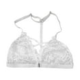 thumbnail image 5 of Wang6 Womens Front Hook Closure Bras Plus Size No Wire Seamless Lace Trim Everyday Bras Large Bust Cross Bandage Underwear Racerback T Shirt Bra Bralettes White XL, 5 of 6