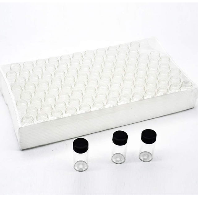 Paquete de frascos de vidrio SUCOHANS de 10 ml con tapones de rosca fenólicos negros x100