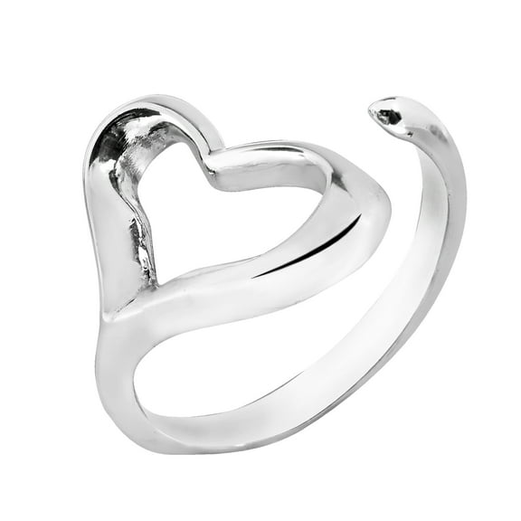 Open Heart Sterling Silver Adjustable Wrap Ring-8