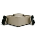 thumbnail image 3 of Avalon 35 inch Wide Contemporary Square Coffee Table Storage Ottoman in Satin Cream Vegan Leather, 3 of 7