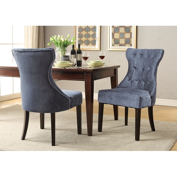 Chic Home Bronte Velvet Dining Chair with Tapered Rubberwood Legs, Set