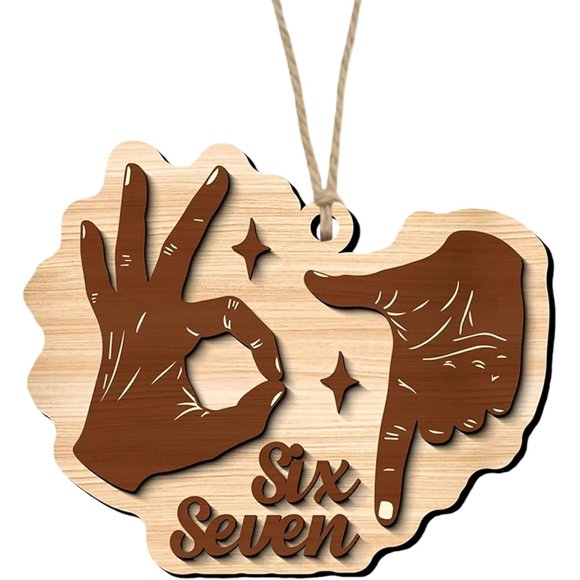 Rapeiae 67 Six Meme Christmas Decoration Funny Six Meme Christmas Ornament 2D Acrylic 67 Teen Slang Hanging Ornaments for Xmas Tree Decor