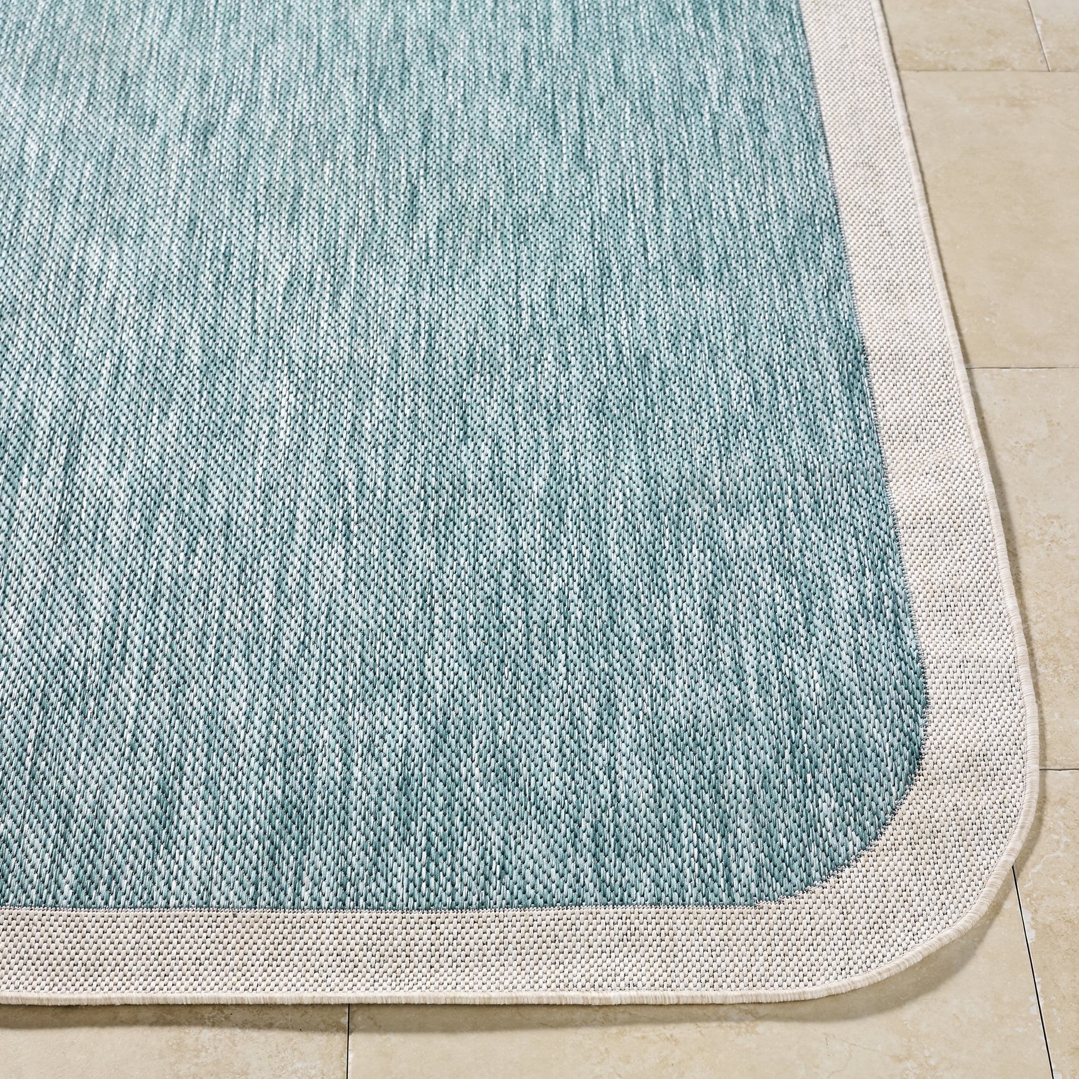 Livabliss Miami Beach Modern Solid Outdoor Area Rug, 9'2" x 12', Teal