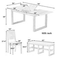 thumbnail image 6 of Dining Room Table Set for 6, 78" Extendable Rectangular Table with 18" Butterfly Leaf & 4 Upholstered Dining Chairs & Upholstered Bench, Modern Kitchen Table and Chairs, Grey, 6 of 9