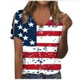 thumbnail image 2 of Itsame 4th of July Outfits for Women Printed Short Top Independence Day Short T-Shirt Sleeve, V-Neck Blue, 2 of 3