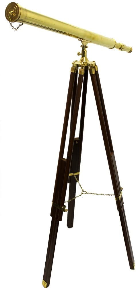 Details about   10 Inch Marine Brass Telescope With Brown Wooden Table Tripod Stand 