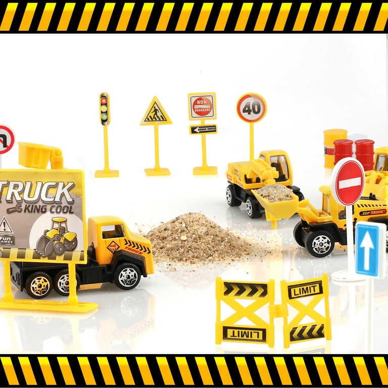 TOY Life 28 PCS Construction Toys Construction Cake Topper, Small  Construction Vehicles, Sandbox Toys for Boys, Small Construction Car Truck  Excavator
