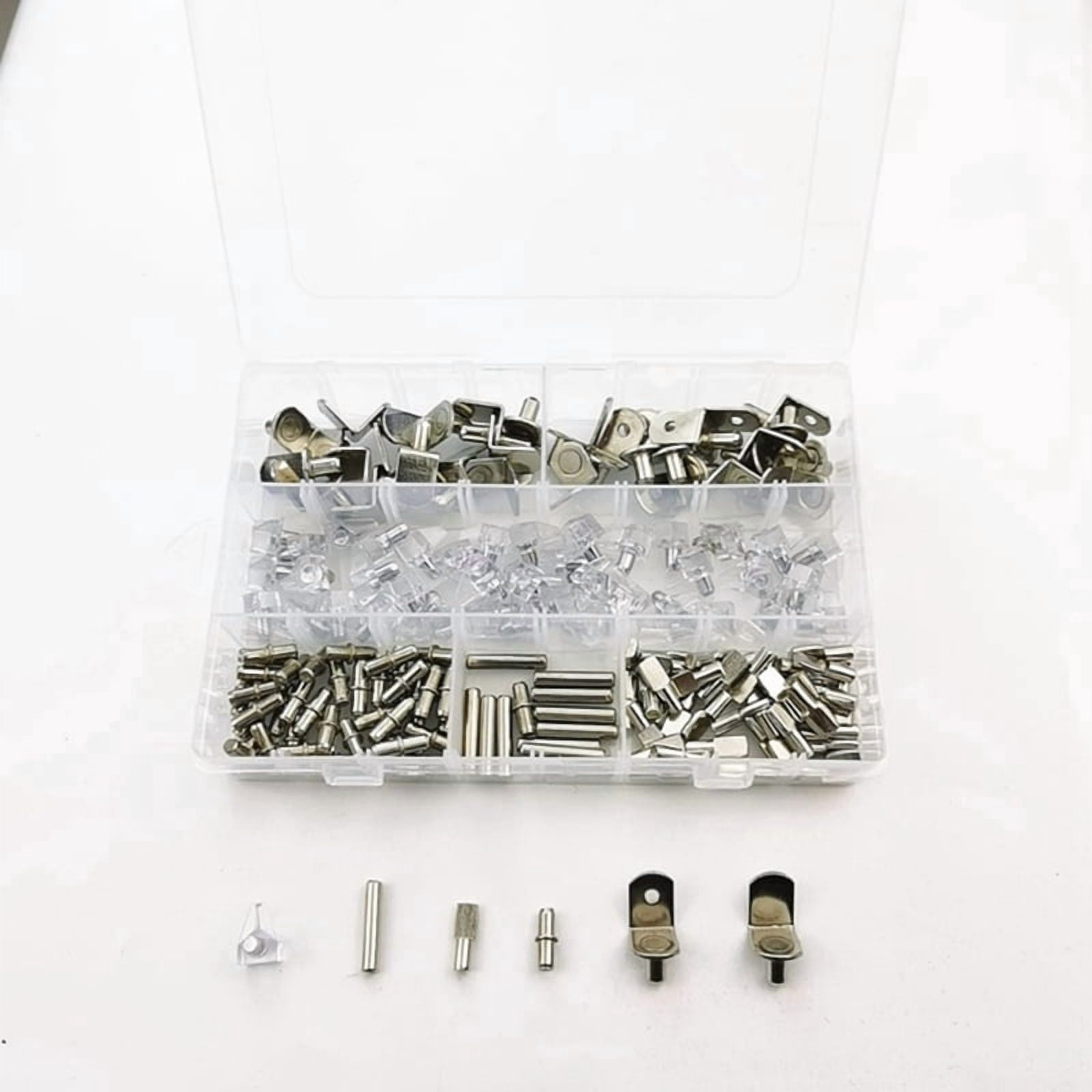 160pcs 6 Styles Cabinet Shelf Support Bracket Pegs Assortment Kit Furniture Bookcase Pins Clips Holder Hardware Tools for Shelf Holes on Cabinets