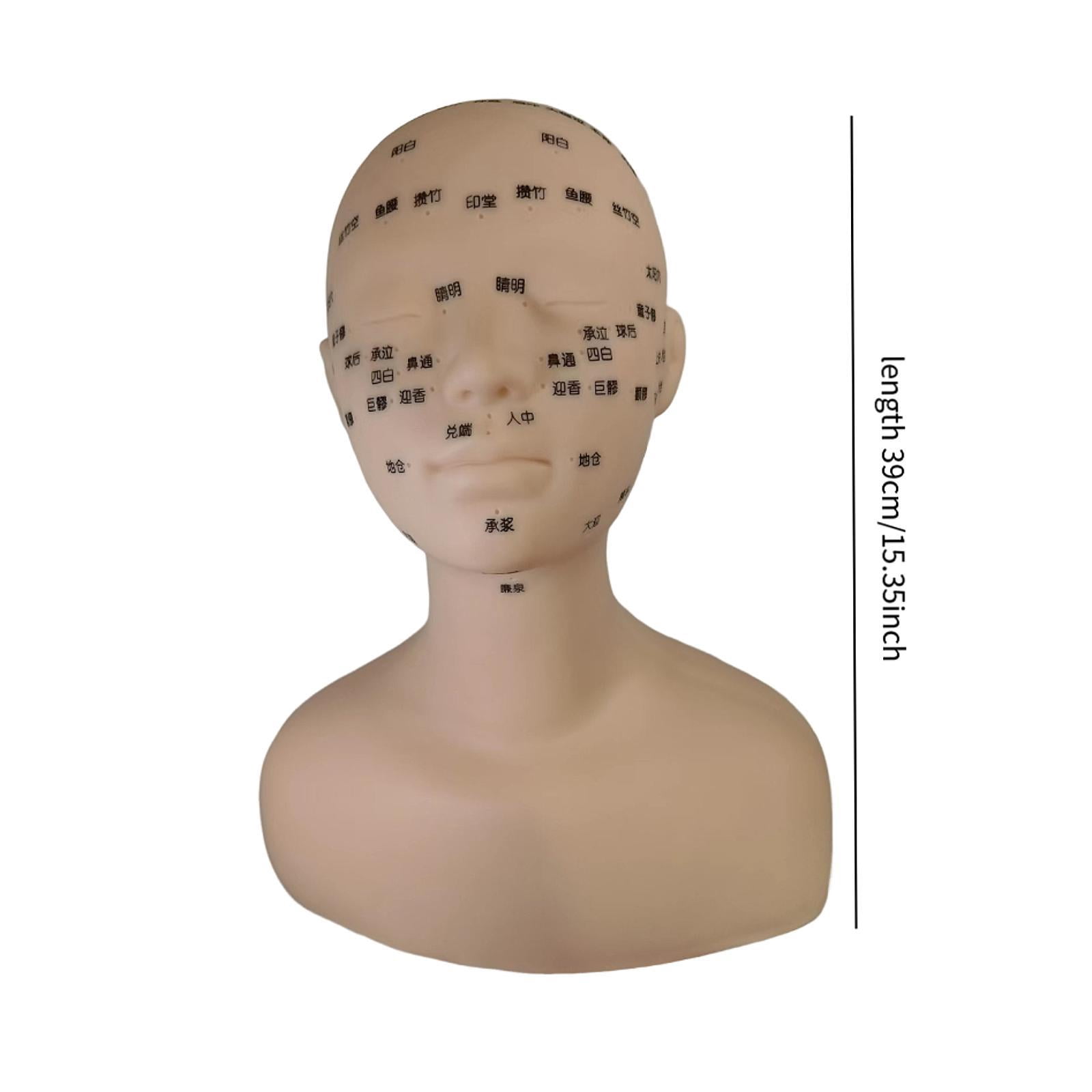 Serenable Training Mannequin Head Silicone Face Model Spa Massage Practice Tool Lifelike Features Suitable for Massage Learning Beauty Training Eyelash Practice black
