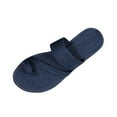 thumbnail image 2 of Miluxas Women's Denim Jean Sandals Cute Dressy Toe Ring Strappy Slip on Slide Flats Sandal Dark Blue 5.5(36), 2 of 6