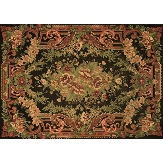 Ahgly Company Indoor Rectangle Medallion Brown French Area Rugs, 7' x 10'