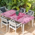 thumbnail image 2 of Pink Ribbon Table Cloths for 6 Foot Rectangle Tables, Wings Romantic Love Heart Flowers Retro Country Patio Waterproof Elastic Fitted Tablecloths, Washable Rectangular Table Cover for Camping, 2 of 8