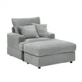 thumbnail image 3 of 59.05” Oversized Chaise Lounge Chair with Ottoman, Corduroy Upholstered Sofa Couch with Storage Spaces&Cup Holder, Comfy Reclining Sleeper Chair for Living Room, 3 of 6