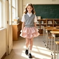 thumbnail image 2 of Ticikt Girls Layered Ruffle Skort, Elastic Waist Cute Tiered Cake Skirt Shorts, Fashion Flowy Mini Skort for Little Kids,Pink, 2 of 5