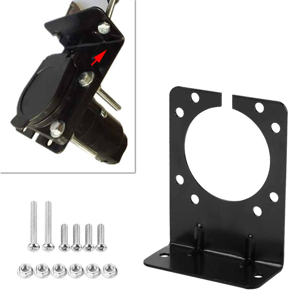 Tebru Trailer Plug Bracket,Black Metal Mounting Bracket Holder for 7