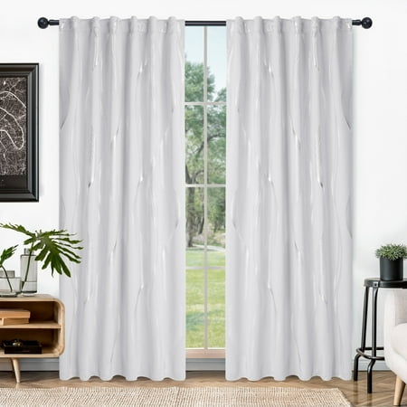 

Deconovo-Deconovo Back Tab Rod Pocket Silver Wave Curtains(2 Panel)52*90-LightGreyishWhite