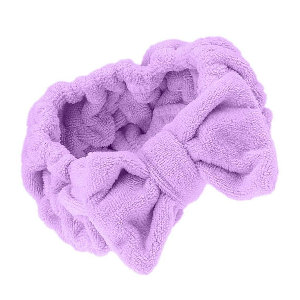 Bowknot Wash Hair Band Baño Diadema Maquillaje Elástico Banda para el cabello Herramienta Púrpura Hugo Hairband del maquillaje