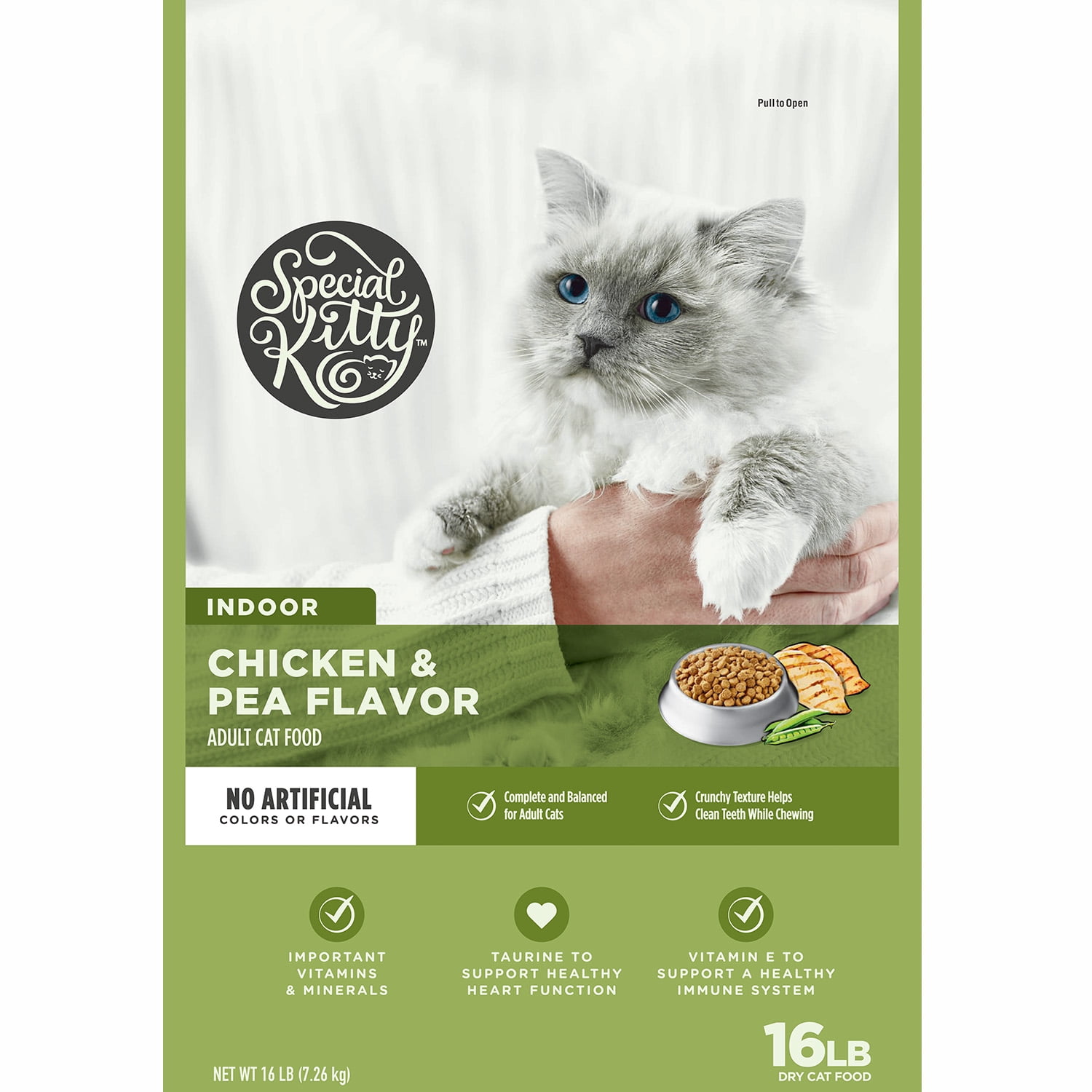Special Kitty Indoor Formula Chicken & Pea Flavor Dry Cat Food, 16 lb Bag