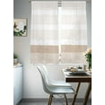 thumbnail image 5 of Brown Stripe Semi Sheer Curtains 63 Inch Length 2 Panels Set, Modern Rustic Horizontal Brown Striped Sheer Kitchen Curtain Privacy Voile Window Curtain for Living Room Bedroom Rod Pocket Drapes, 5 of 7