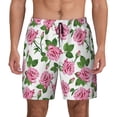 thumbnail image 2 of Goofa Rose Flowers Printed Men's Swim Trunks Board Shorts Quick Dry Mens Swimming Trunks with Compression Liner,Breathable Fit Hawaii Beach Shorts-, 2 of 9