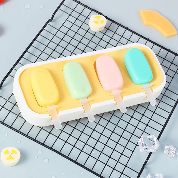 Premium Homemade Ice Pop Maker and Ice Cream Molds, Food Grade Silicone Trays for DIY Summer Frozen Treats, Easy Release Design with Reusable Sticks #0883 Yellow