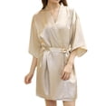 thumbnail image 2 of Soft Bathrobe Short Imitation Silk Women Adjustable Waistband Sleepwear Pajamas for Daily Wear, 2 of 7