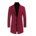 thumbnail image 5 of Unique Bargains Men's Slim Fit Notched Lapel Single Breasted Mid Length Overcoat L Burgundy, 5 of 6