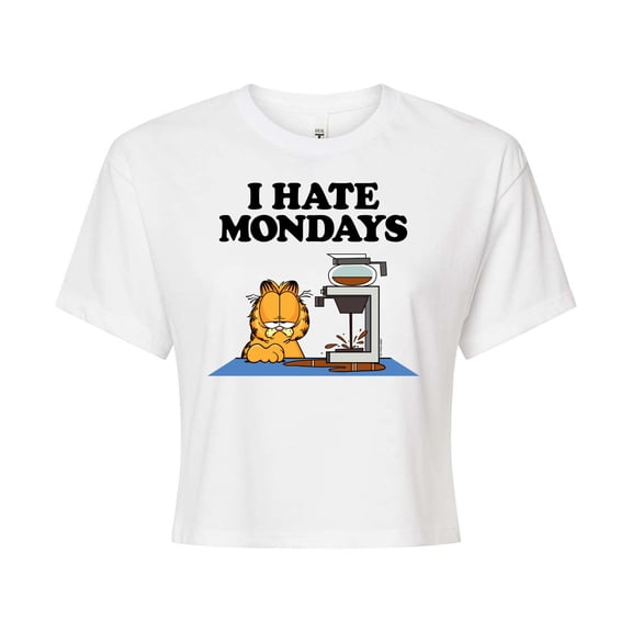 Garfield - I Hate Mondays - Juniors Cropped Cotton Blend T-Shirt