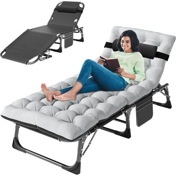 Lilypelle Chaise Longue de Patio, Chaise Pliante Capacité 500 Lb, Chaise de Bronzage Portable et Réglable pour la Maison, le Jardin, la Plage, le Bureau, le Camping, Bain de Soleil