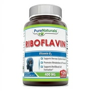Pure Naturals Riboflavin (Vitamin B2) 400mg 120 Capsules Dietary Supplement | Non-GMO | Gluten Free | Made in USA
