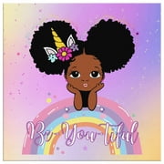 Canvas Art | Be-YOU-tiful Afro Unicorn | Girls Room Decor | Girls Bedroom | Wall Art | Diversity | 16x16 Square Wall Art | Kids Room Decor| African-American | Princess Decor | Purple Room Decor