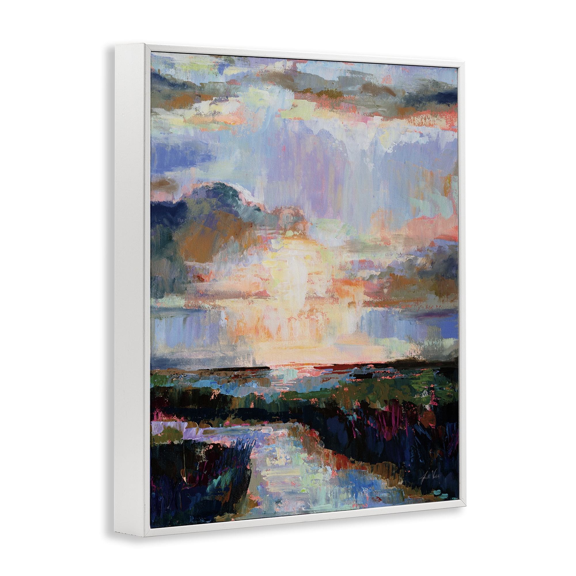 Stupell Industries Sunlit Tide Abstract Abstract Painting White Framed Art Print Wall Art, 11 x 14