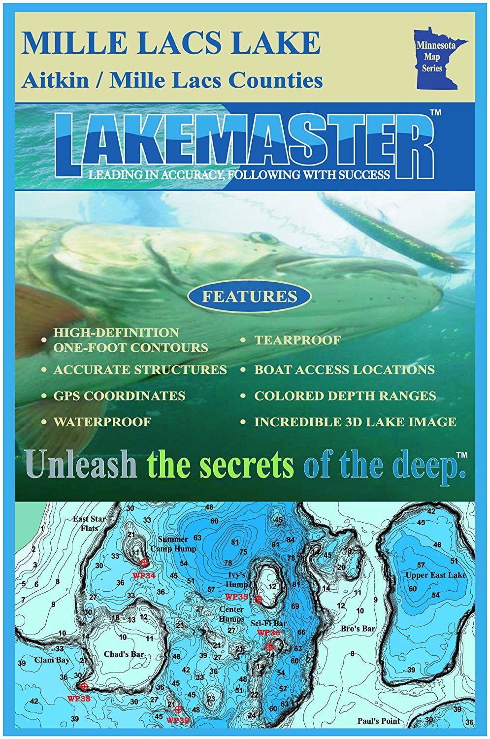 Mille Lacs Fishing Map Lpmnmlp04-04 Paper Map Mille Lacs (Mille Lacs) By Lakemaster - Walmart.com