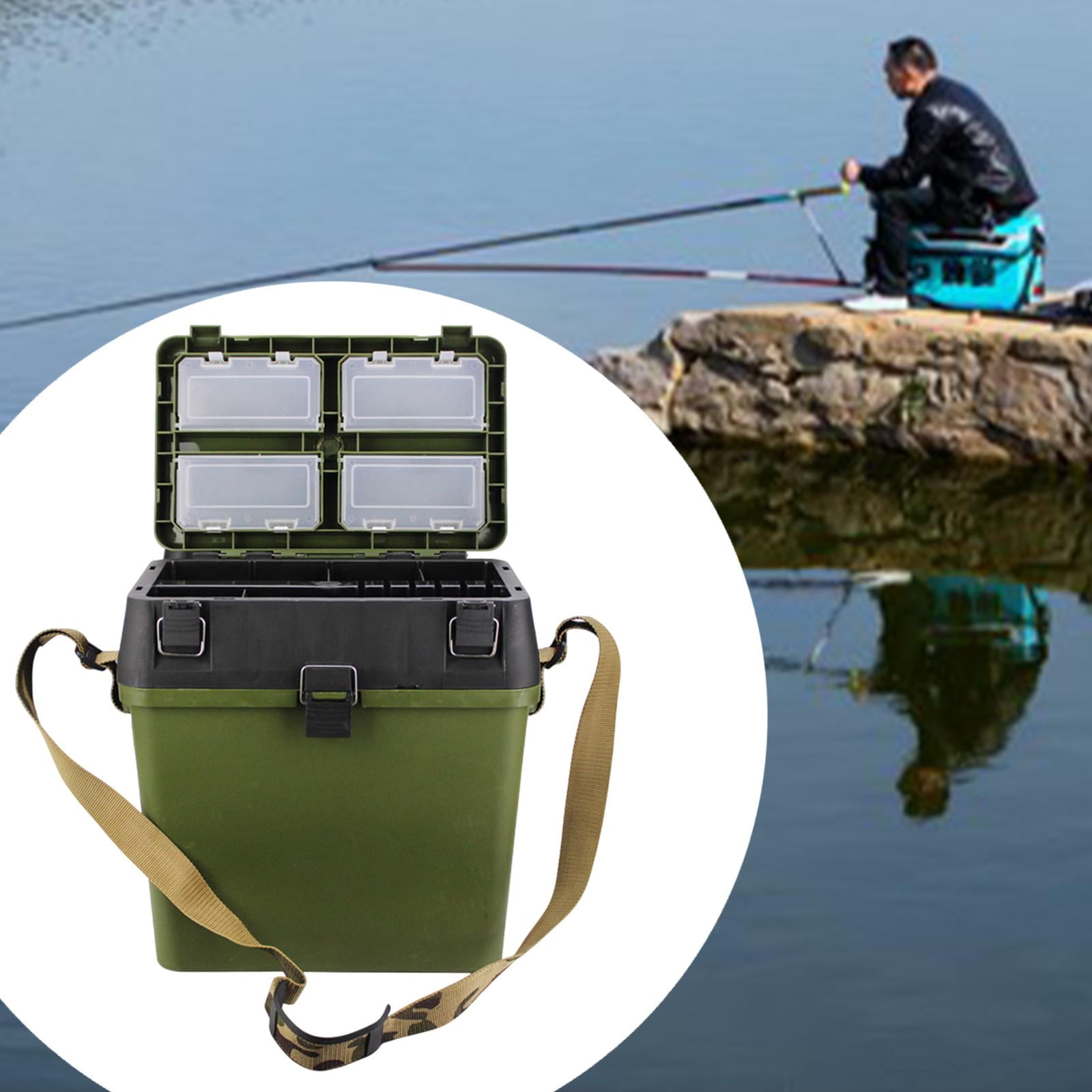 MAGIDEAL Large ing Tackle Box Bucket Container Adjustable Shoulder Strap ing Dark Green