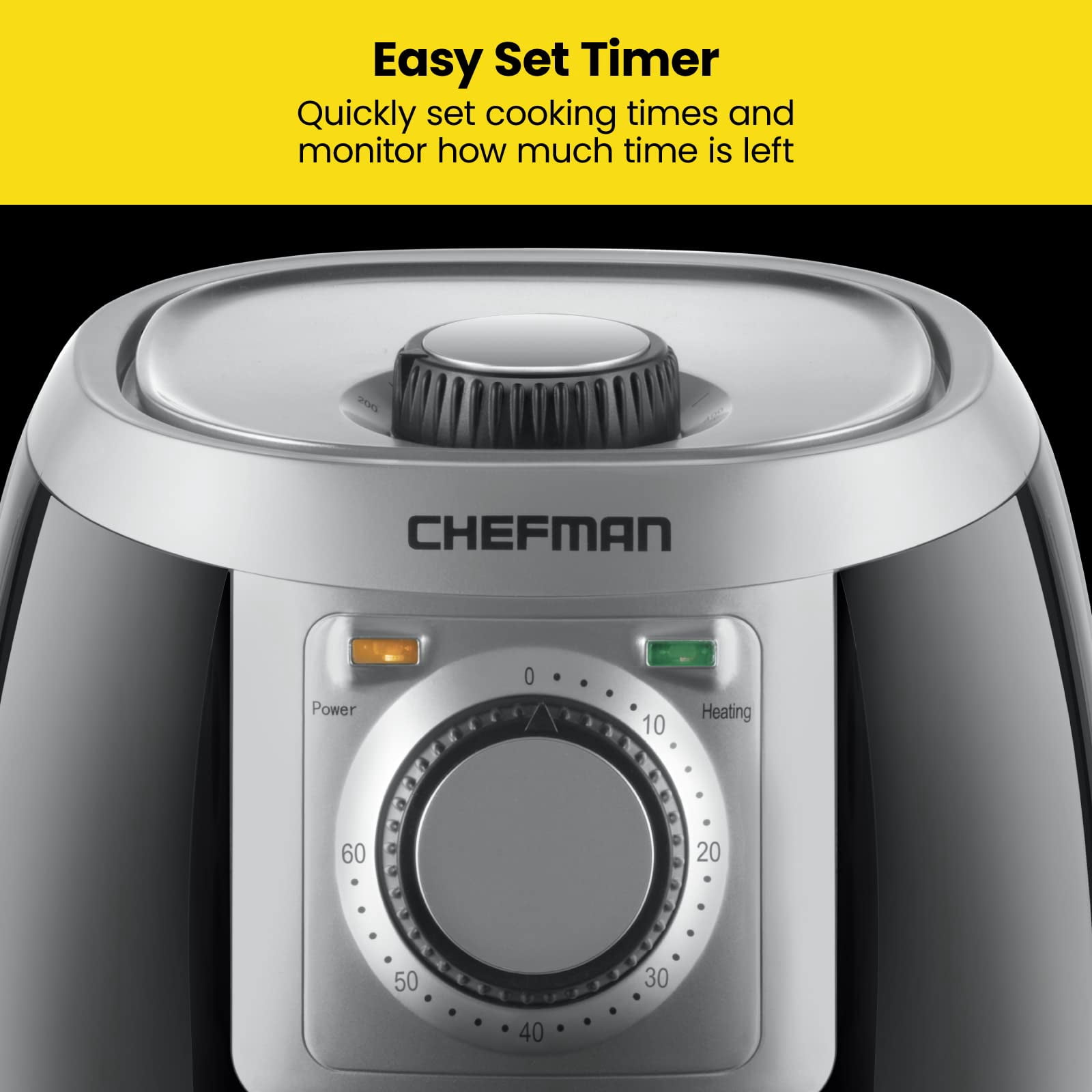 Chefman Turbo-Fry Air Fryer with Adjustable Temp Control, 2 Qt Capacity, Black